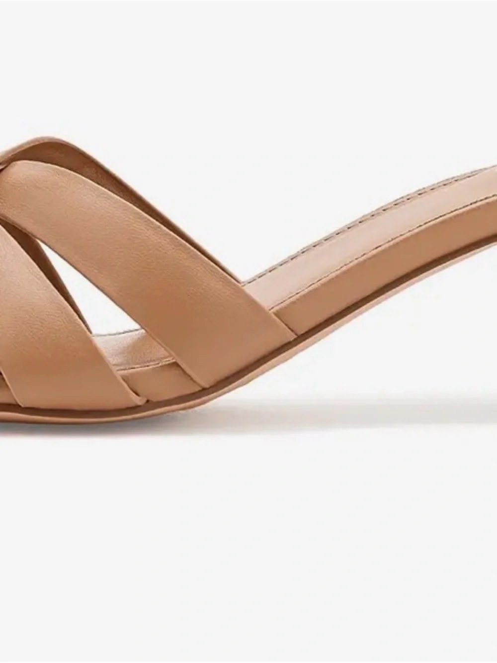 Calvin Klein Vellina Tan Leather Knot Strap Slide Mules 9.5